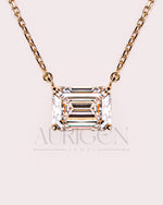 East-West Emerald Cut Moissanite and Lab Grown Diamond Necklace