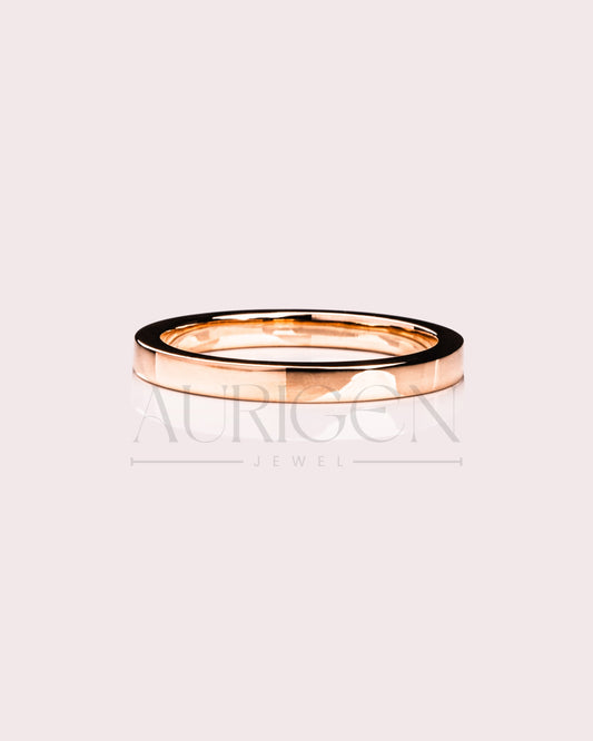 Unisex Plain 14K Solid Gold Wedding Band