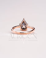 Handcrafted Pear Cut Moissanite and Lab Grown Diamond Engagement Ring