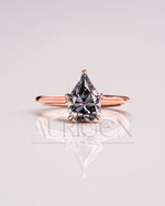 Handcrafted Pear Cut Moissanite and Lab Grown Diamond Engagement Ring