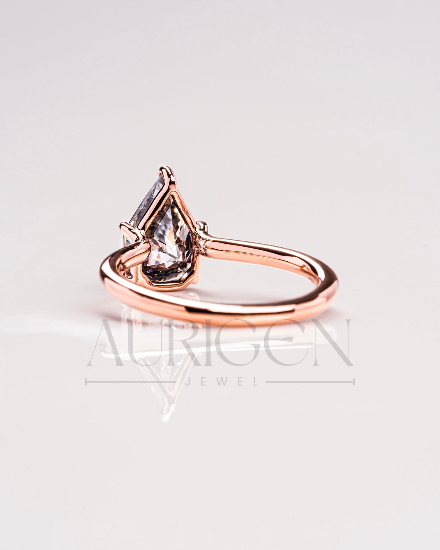Handcrafted Pear Cut Moissanite and Lab Grown Diamond Engagement Ring
