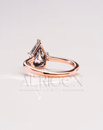 Handcrafted Pear Cut Moissanite and Lab Grown Diamond Engagement Ring
