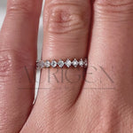 3/4 Eternity Round Moissanite and Leb Diamond Engagement Band 14K White Gold