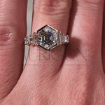 Moissanite and Lab Grown Diamond Hexagon Cut 14K Solid Gold Seven Stone Ring