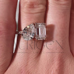 Unique Emerald & Pear Cut Moissanite and Lab Grown Diamond Engagement Ring