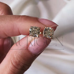 Sparkling Cushion Cut Stud Earrings – 14K Yellow Gold Lab Grown and Moissanite Diamond