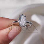 Stunning Oval Cut Crushed Ice Moissanite and Lab Grown Diamond Hidden Halo Ring in 14K Solid Gold