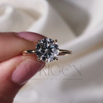 Round Moissanite and Leb Grown Solitaire Engagement Ring in 18k Rose Gold
