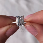Unique Two-Tone Emerald Cut Moissanite and Lab Grown Diamond Ring