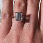 Lab Grown and Moissanite Emerald Cut Engagement Ring in Rose Gold