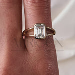 Timeless Emerald Cut Lab Grown and Moissanite Diamond Ring – Bezel Setting 14K Solid Gold