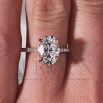 2 Ct Brilliant Oval Moissanite Engagement Ring with Pave Setting Diamond 14K Solid Gold Ring