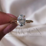 Brilliant Oval Cut Moissanite & Leb Grown Ring 4-Prong With Hidden Halo Diamond Ring