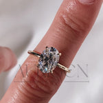 Oval & Trapezoid Moissanite & Leb Diamond Engagement Ring Set 14K Solid Gold