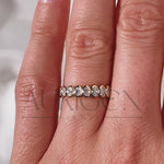Brilliant Oval Cut Moissanite & Leb Diamond Bezel Set Eternity Band – 14K Solid Gold
