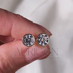 Brilliant Round Cut Bezel Setting Moissanite and Lab Grown Diamond Earrings