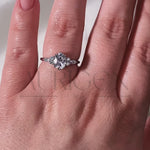 Oval Cut Moissanite and Lab Grown Diamond 14K Solid Gold Ring – Six Prong & Side Stone