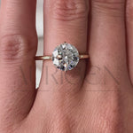 North-South-East-West Prong Round Moissanite and Leb Grown Diamond 14K Solid Gold Ring