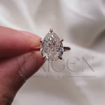 5-Prong Set Crushed Ice Pear Moissanite & Lab Grown Diamond Engagement Ring