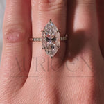 2.5 Ct Marquise Cut Moissanite Engagement Ring 6-Prong Set With Side Diamond 14K Solid Gold Ring