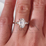 Oval Cut Moissanite and Lab Grown Diamond Engagement Ring with Side Stones