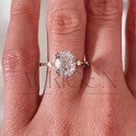 Crushed Ice Oval Cut Moissanite and Lab Grown Diamond Flush Set Engagement Ring