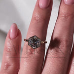 14K Solid Gold Hexagon Cut Moissanite and Lab Grown Bezel Setting Ring