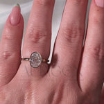 14k Solid Gold Oval Moissanite and Leb Grown Bezel Set Engagement Ring