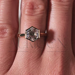 Bezel Setting Hexagon Cut Lab Grown and Moissanite Diamond Ring