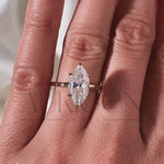 Elegant Marquise Cut Moissanite and Lab Grown Diamond Ring in 14k Yellow Gold