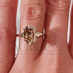 Luxurious Oval Cut Moissanite and Lab Grown Diamond Split Shank Ring