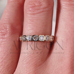Bezel Set Asscher Cut Moissanite & Leb Diamond Eternity Band in 14K Solid Gold