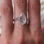 Dazzling Rose Cut Pear Lab Grown and Moissanite Diamond Solitaire Ring