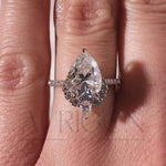 Pear Cut Cluster Moissanite & Leb Grown Ring with Pave Diamond in 14k Solid Gold
