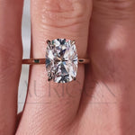 Cushion Cut Moissanite and Lab Grown Diamond Ring- Solitaire Ring in Solid Gold