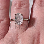 Inspired Crushed Ice Oval Cut Moissanite and Lab Grown Diamond 14K Solid Gold Ring