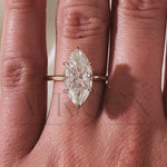 6-Prong Set Marquise Diamond Ring Hidden Halo Moissanite and Leb Diamond Ring
