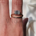 East-West Emerald Cut Solitaire Ring in Solid Gold Ring-Moissanite and Lab Grown Diamond
