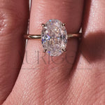 Oval Cut Solitaire Engagement Ring in Solid Gold - Lab Grown and Moissanite Diamond