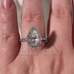 Brilliant Pear Cut Moissanite and Lab Grown Diamond Ring With Halo