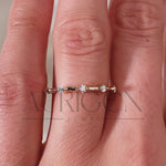 Delicate 14K Solid Gold Engagement Band with Moissanite & leb Diamonds