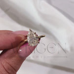 Crushed Ice Pear Moissanite and Lab Grown Diamond Solitaire Engagement Ring