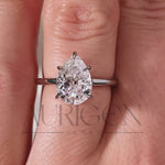 Solitaire Pear Cut Moissanite and Lab Grown Engagement Ring in White Gold
