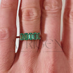 Moissanite and Leb Created 5-Emerald Cut Band in 18K Rose Gold