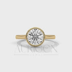 Brilliant Round Cut Moissnite & Lab Diamond Bezel Set 14K Solid Gold Ring